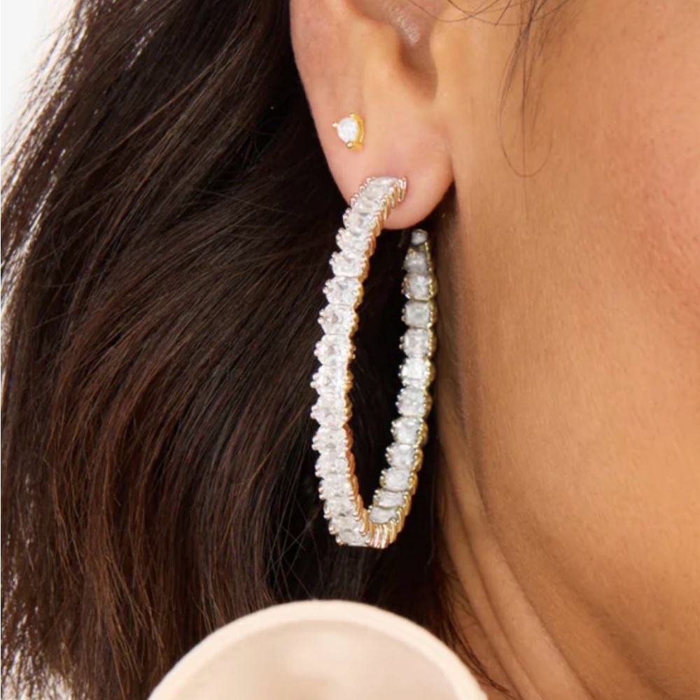 Melinda Maria Gold and Silver Crystal Hoop Earrings